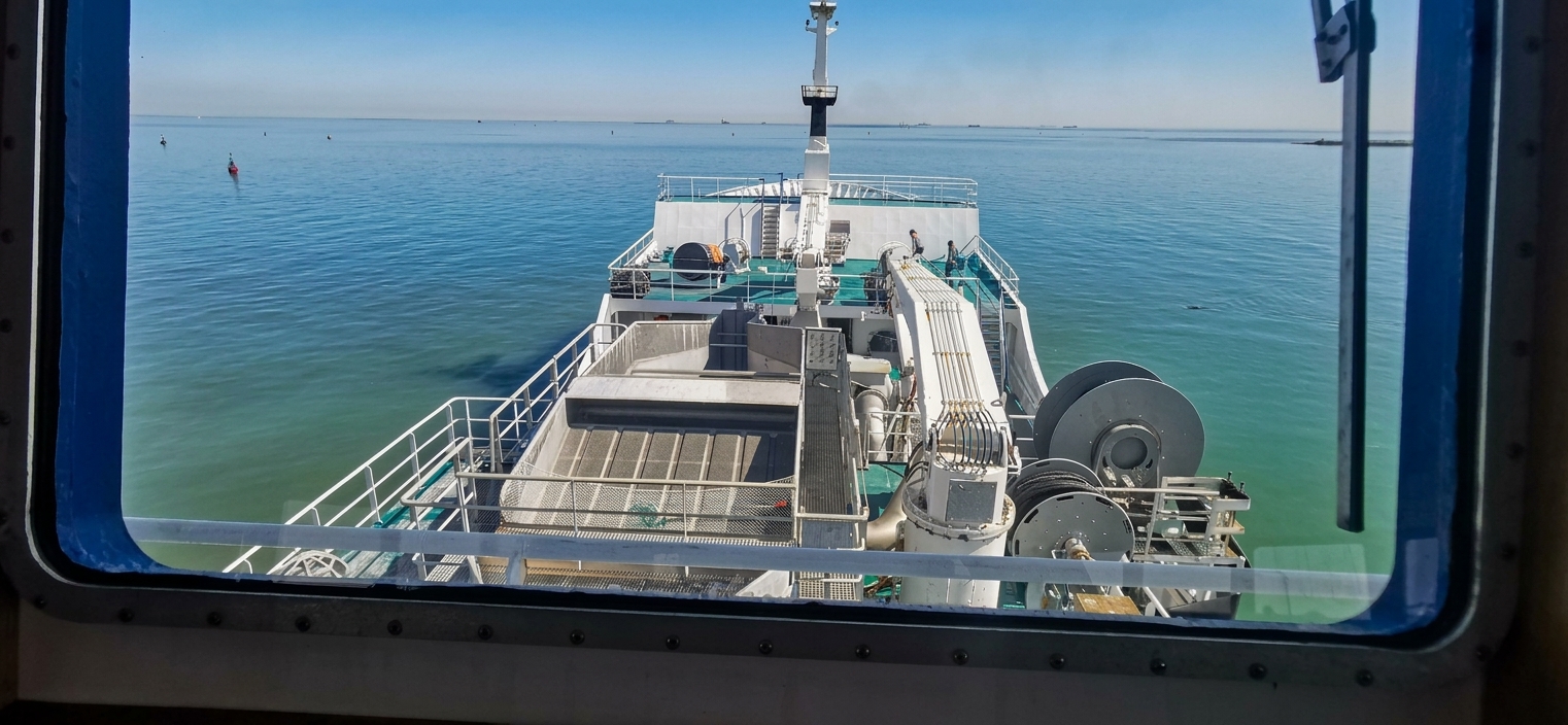 Vessel leaving the shore at Walvis Bay
